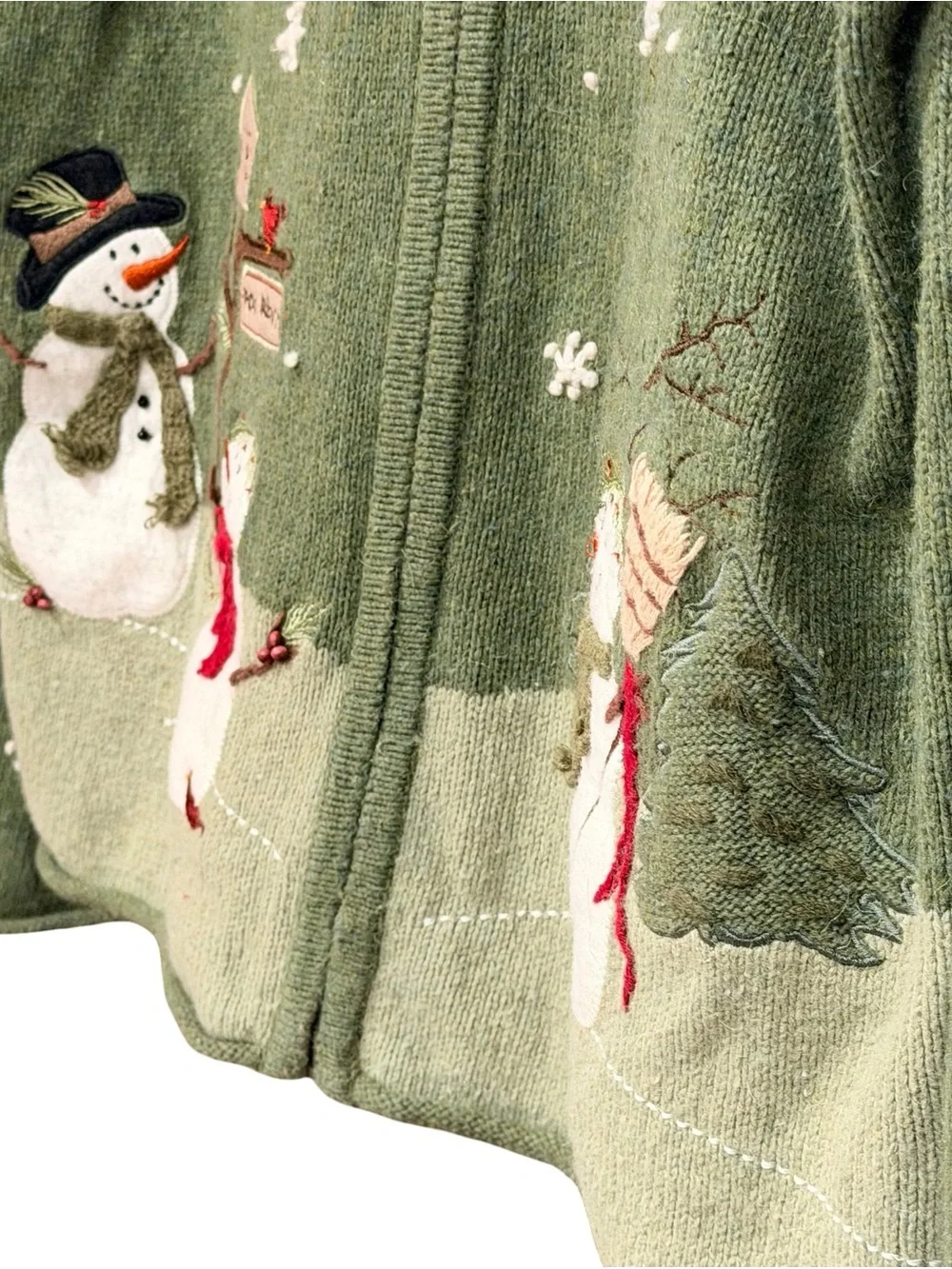 Croft And Barrow Vintage Y2K Snowman Scene Full Zip Cardigan Teachercore